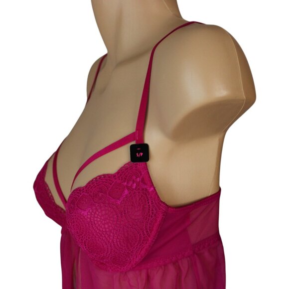 NWT La Senza Negligee Small Hot Pink Front Closure Adjustable Straps n126 - Picture 9 of 13